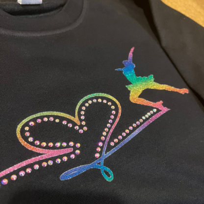 Sweat "I Love Patinagem" em Vinil Glitter Arco-Íris e Strass - Image 4