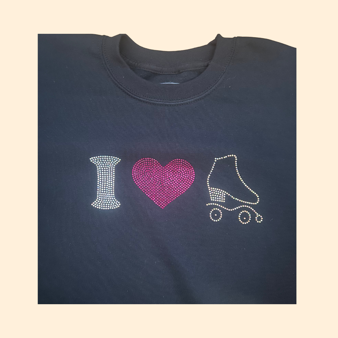 Sweatshirt "I ❤️ Patins" com Strass" (Adulto e Criança) - Image 2