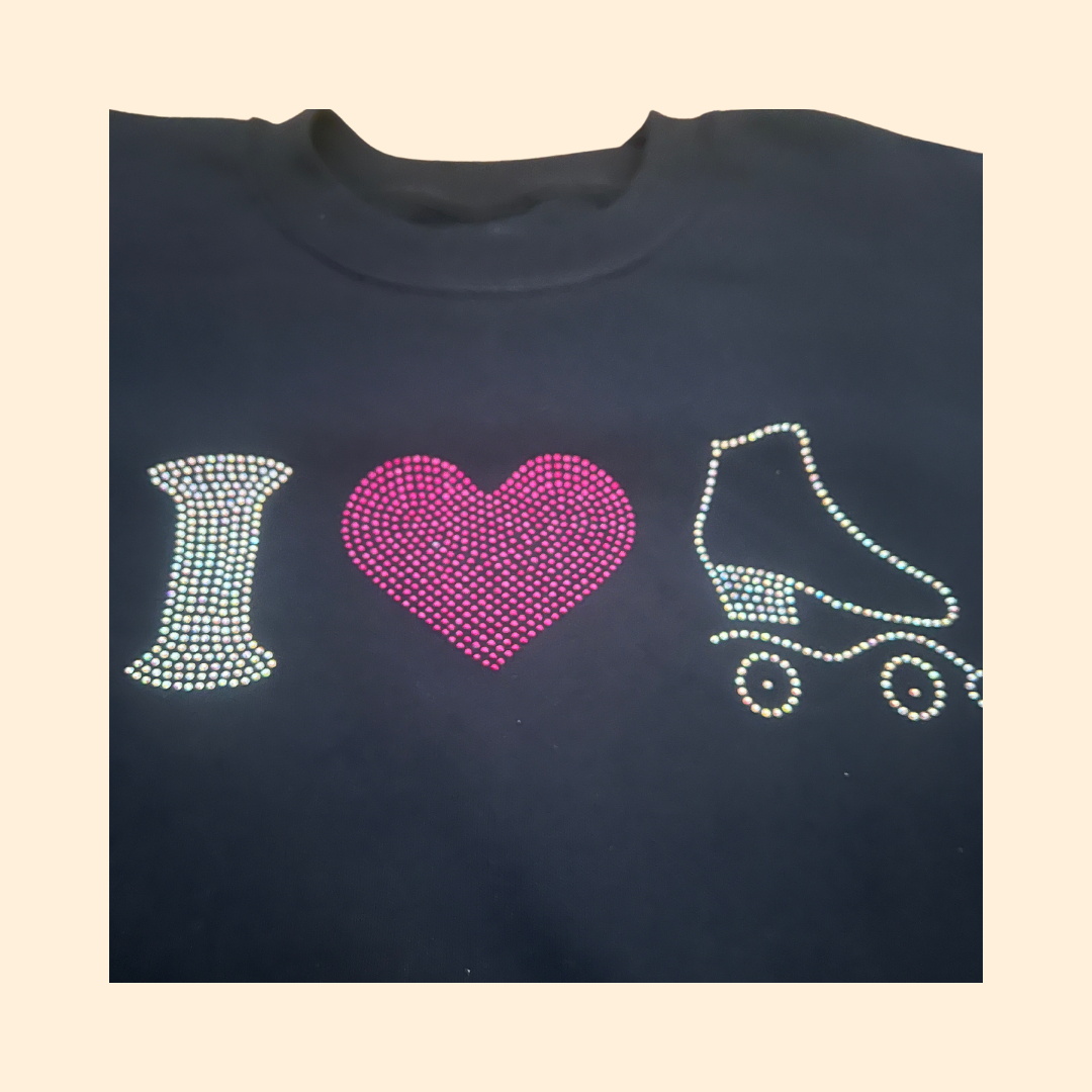 Sweatshirt "I ❤️ Patins" com Strass" (Adulto e Criança) - Image 3