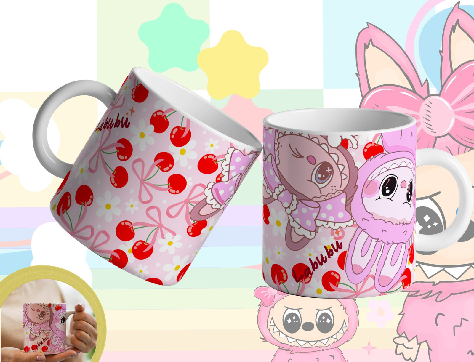 Caneca Premium Labubu Cereja - Design Doce e Vibrante